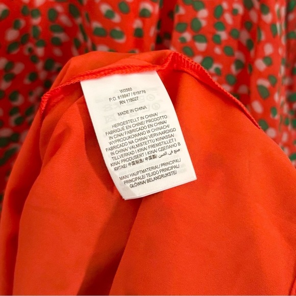 Boden Ingrid Orange Sunset Speckle Long Sleeve Flowy Crew Neck Midi Dress Size 4 - Picture 9 of 10